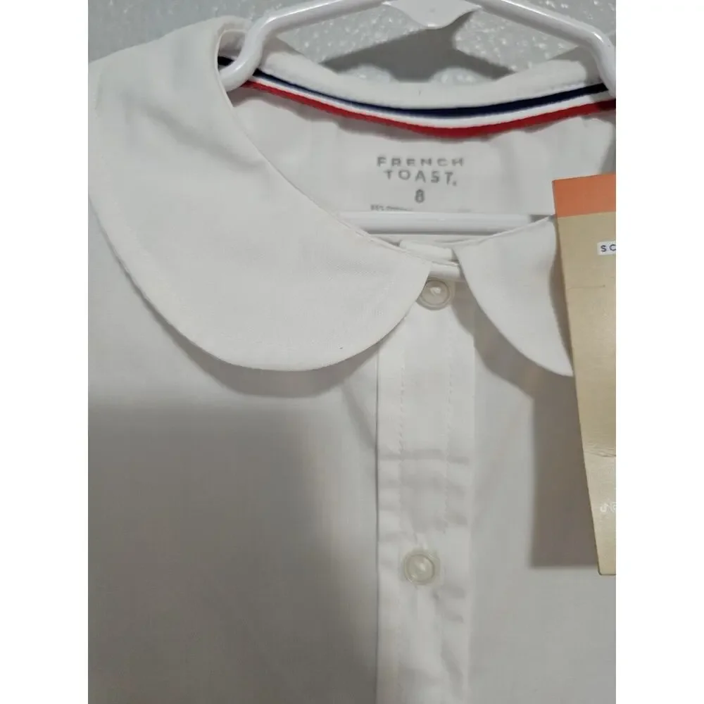Girls White School Uniform Button Down Shirt Size 8 - Picture 3 of 7